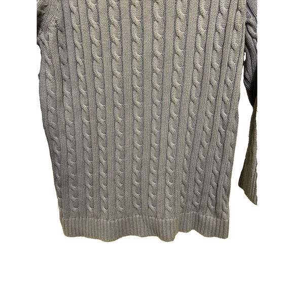 L.L. Bean Cable Knit Sweater Women's Size Large Periwinkle Blue 100% Cotton - Picture 8 of 10